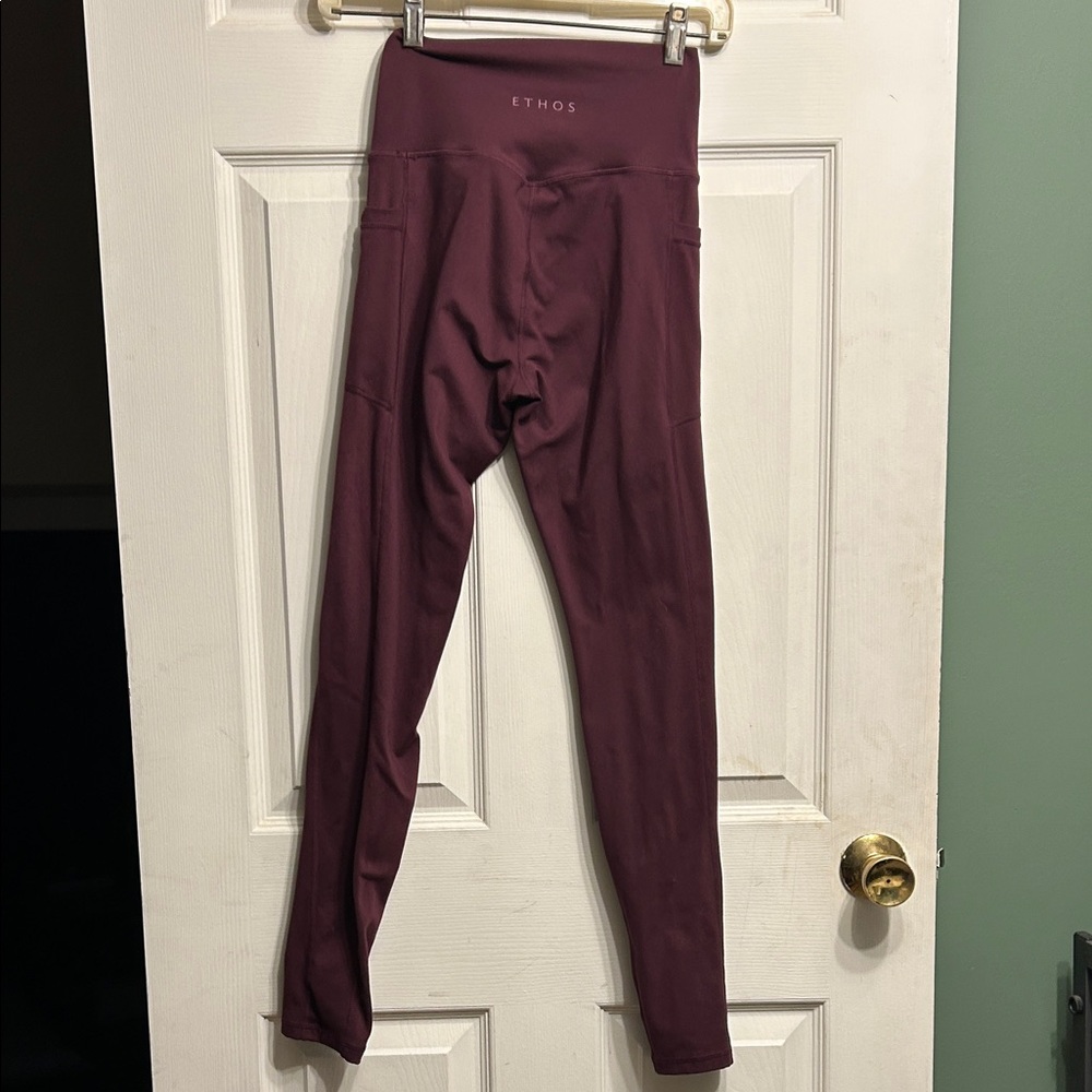 Ethos Maroon Full Length Leggings With Pockets (S TALL)